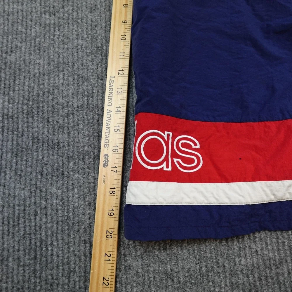 Vintage Adidas Shorts Mens XL Blue Red Colorblock 8 Inseam Nylon Drawstring